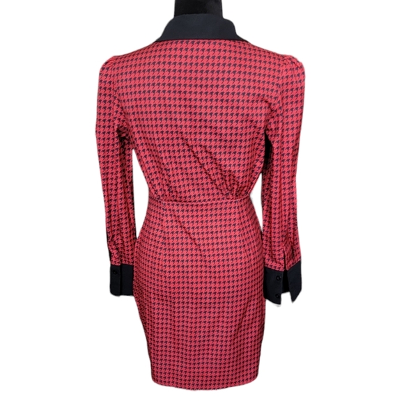 Shein Red & Black Houndstooth Printed Dress Size Small - Picture 5 of 6